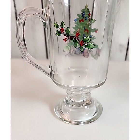 Luminarc Vintage Christmas Tree & Holly Glass Mugs Set Of 2 | Holiday Hostess - Picture 5 of 14